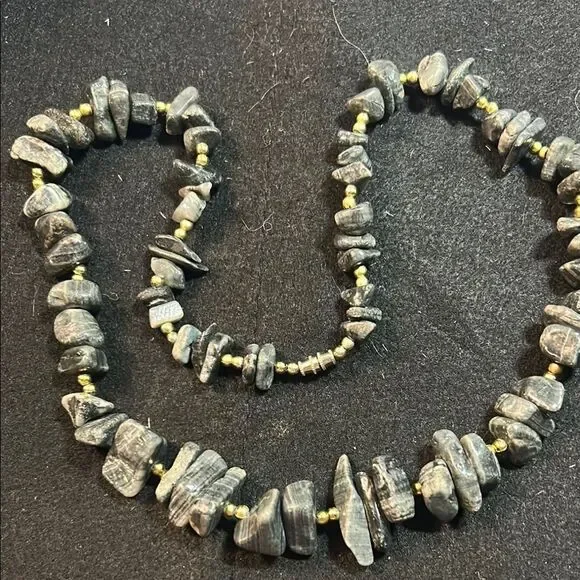 Elegant Gray and Gold Beaded Necklace - Picture 1 of 4